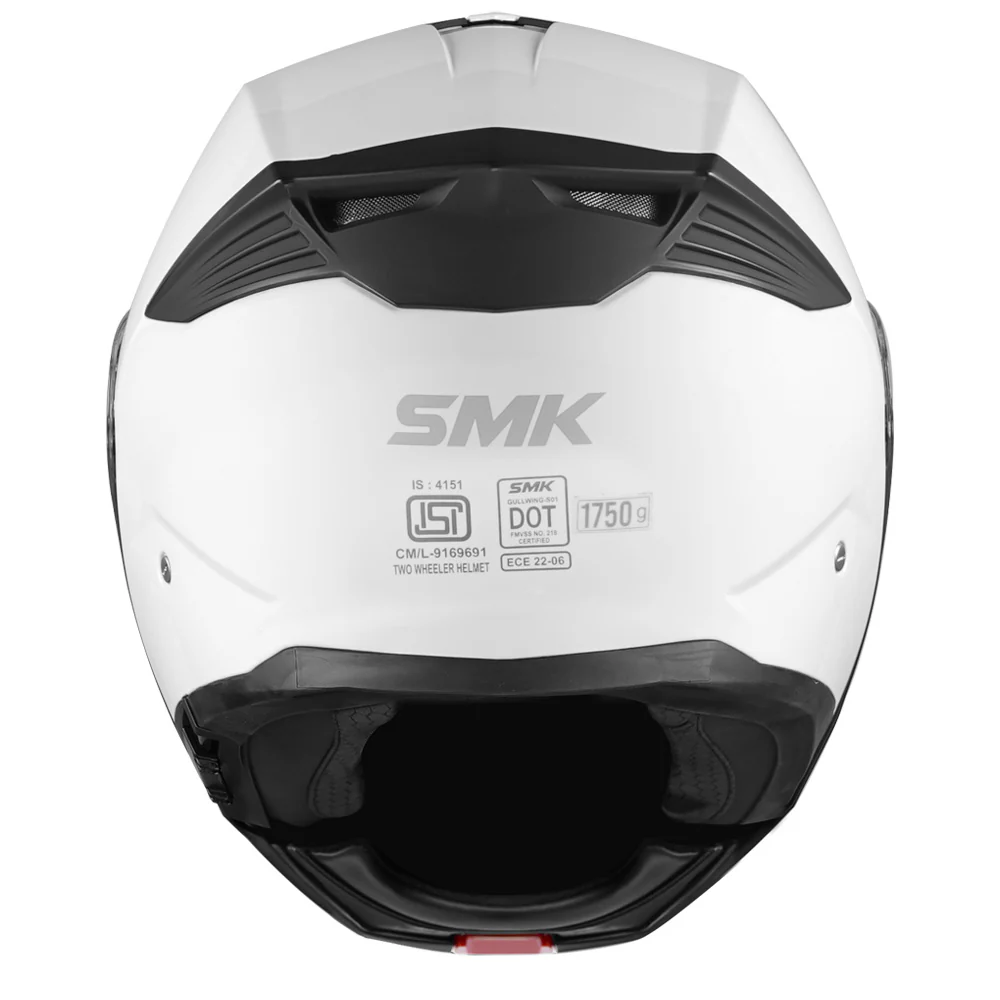 SMK Gullwing Solid White Modular Helmet - Image 3