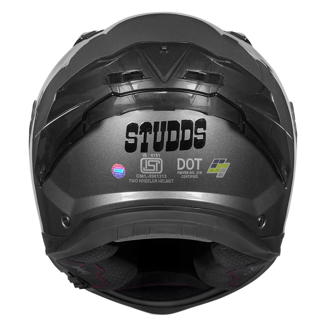 STUDDS Helios Solid Gloss Gun Grey Helmet - Image 3